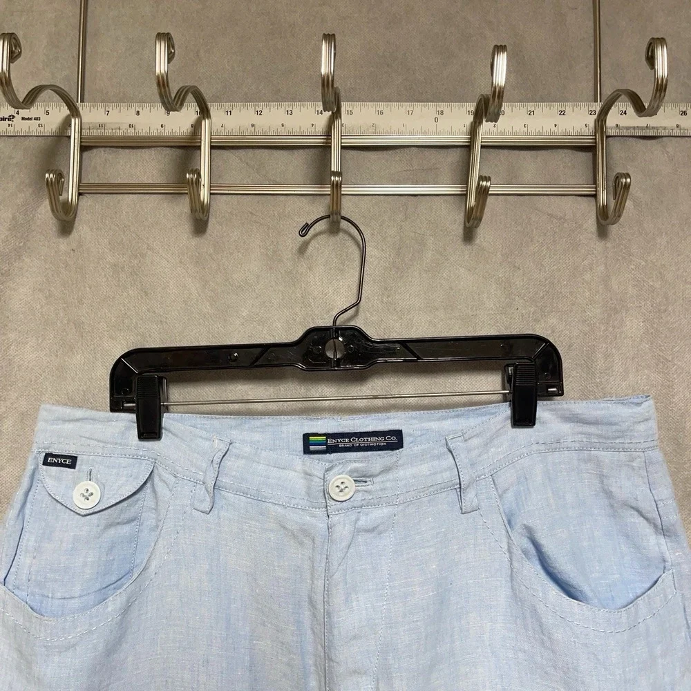 VTG Enyce Pants Men 38X32 Light‎ Blue Linen Baggy Coastal Casual Resort Hip Hop